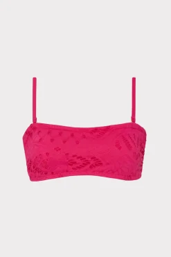 MILLY Bikinis-Lace Eyelet Bandeau Bikini Top