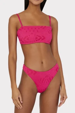 MILLY Bikinis-Lace Eyelet Bandeau Bikini Top