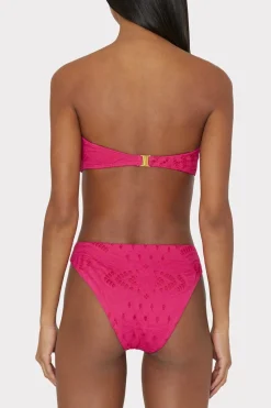 MILLY Bikinis-Lace Eyelet Bandeau Bikini Top