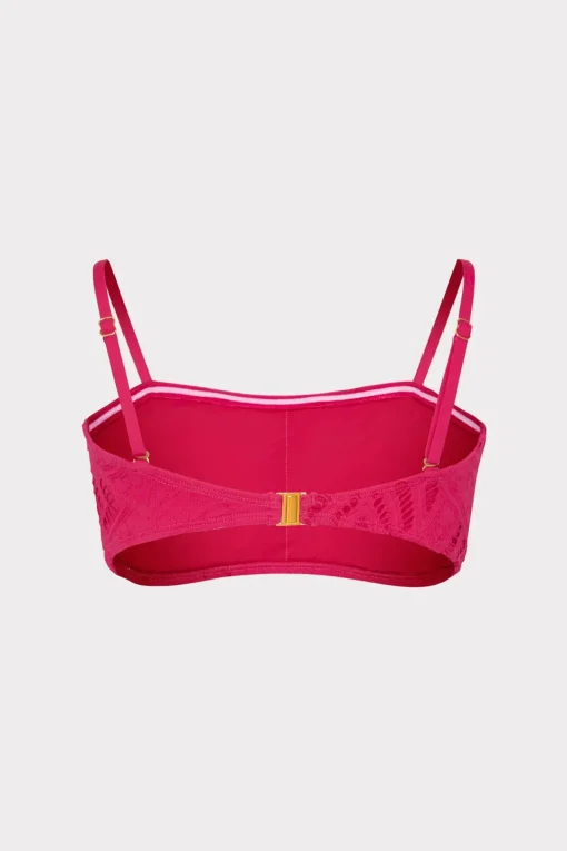 MILLY Bikinis-Lace Eyelet Bandeau Bikini Top