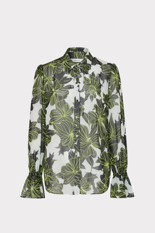 MILLY Jumpsuits & Rompers-Lacey Sea Of Petals Top