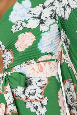 MILLY Guest Of Dresses-Linden Petals In Bloom Pleated Dress