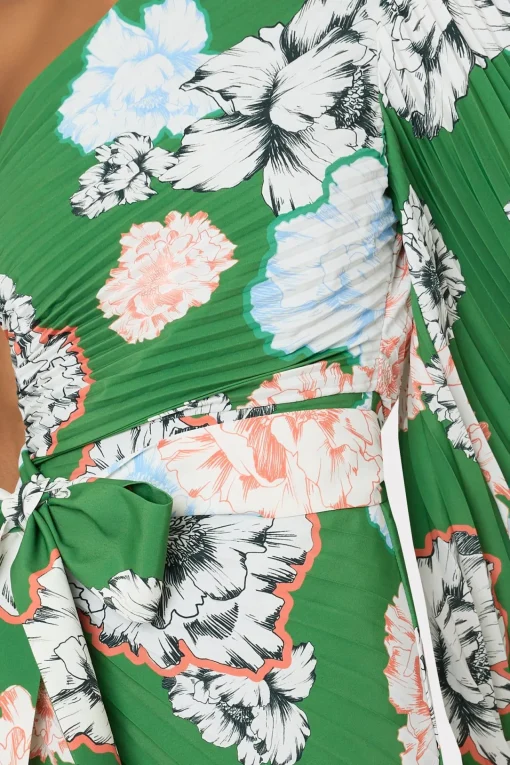 MILLY Guest Of Dresses-Linden Petals In Bloom Pleated Dress