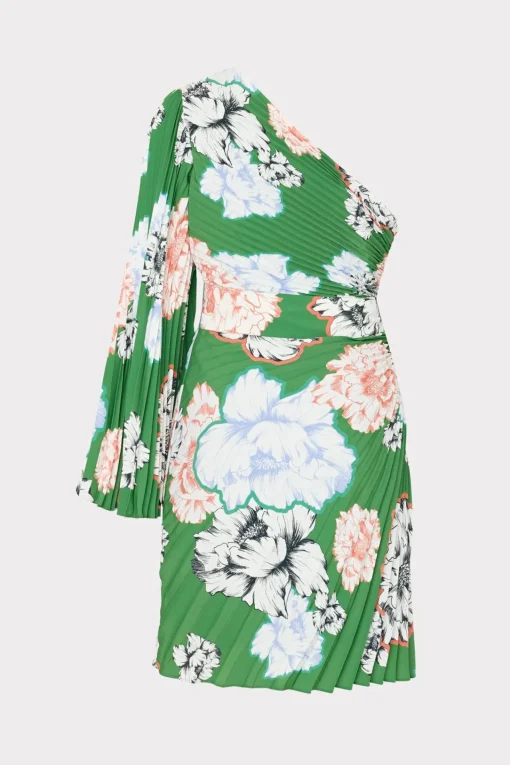 MILLY Guest Of Dresses-Linden Petals In Bloom Pleated Dress