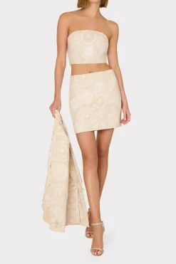 MILLY Matching Sets-Linen Embroidered Crop Top