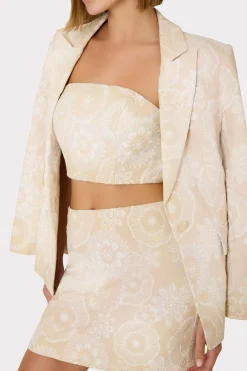 MILLY Matching Sets-Linen Embroidered Crop Top