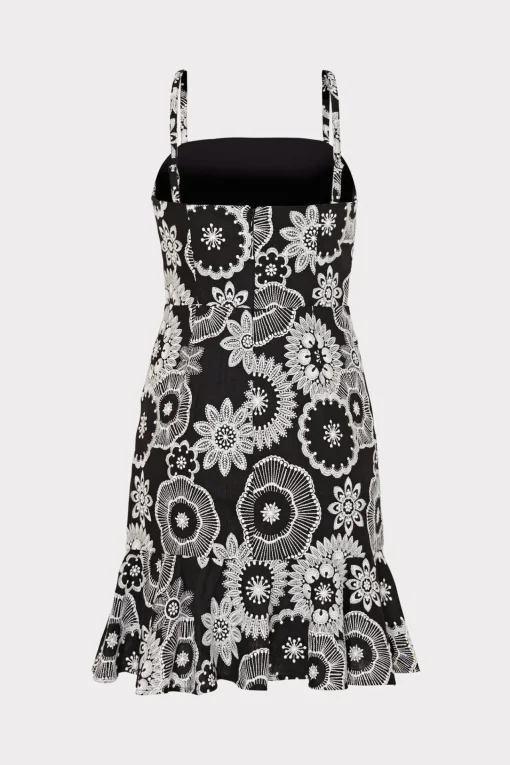 MILLY Little Black Dresses-Linen Embroidered Dress