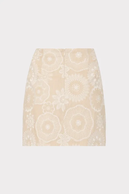 MILLY Skirts-Linen Embroidered Skirt