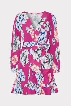 MILLY Pink Dresses-Liv Petals In Bloom Pleated Dress