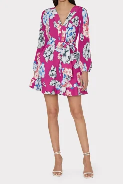 MILLY Pink Dresses-Liv Petals In Bloom Pleated Dress