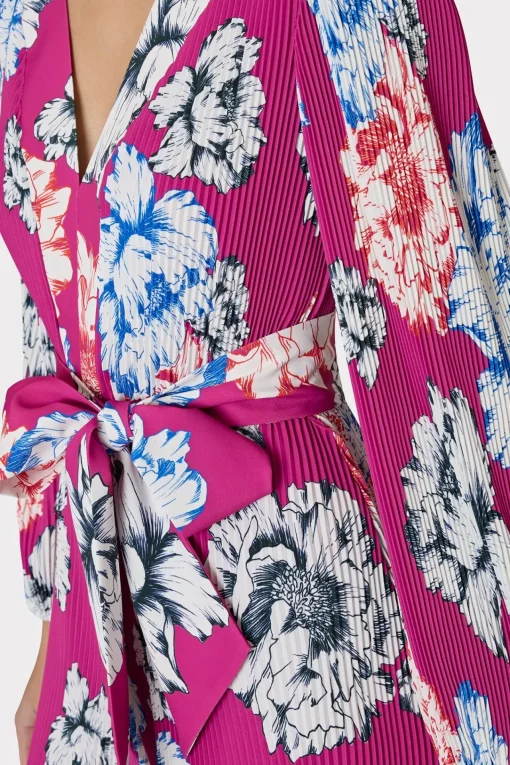 MILLY Pink Dresses-Liv Petals In Bloom Pleated Dress