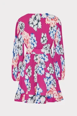 MILLY Pink Dresses-Liv Petals In Bloom Pleated Dress
