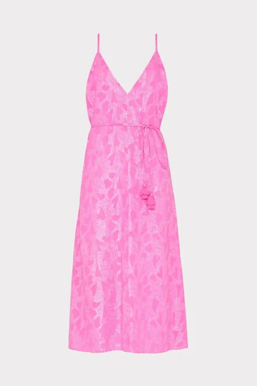 MILLY Jumpsuits & Rompers-Lurex Jacquard Spaghetti Strap Cover-Up