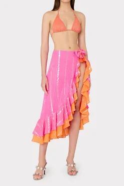 MILLY Jumpsuits & Rompers-Lurex Stripe Ruffle Wrap Skirt