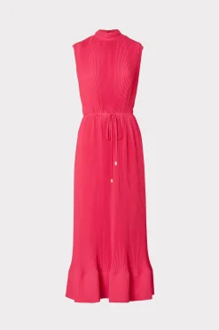 MILLY Maxi Dresses-Melina Solid Pleated Dress