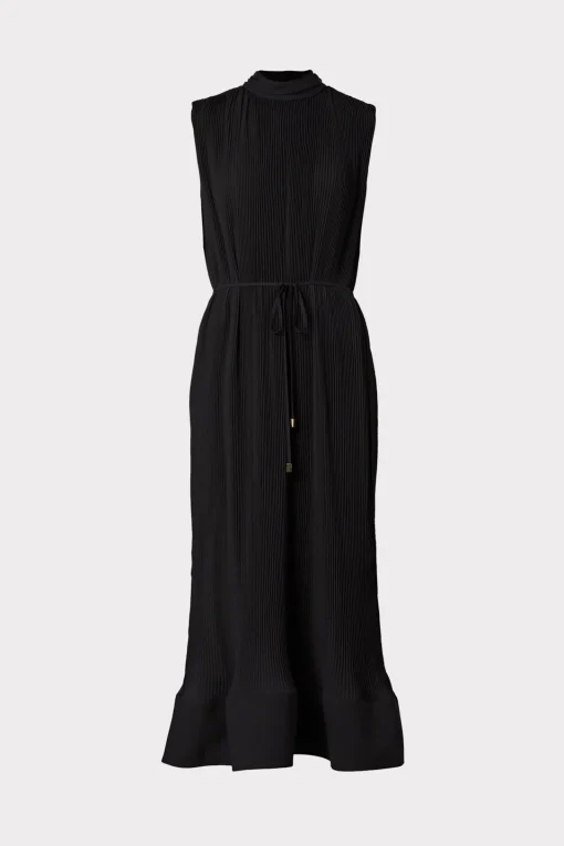 MILLY Little Black Dresses-Melina Solid Pleated Dress