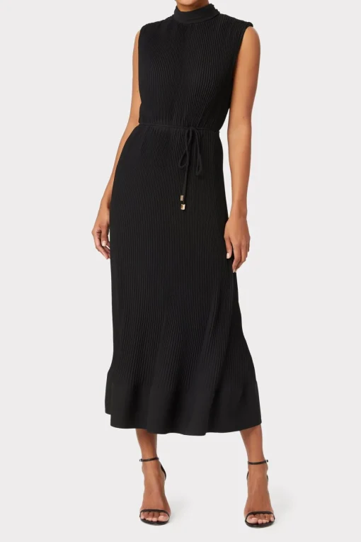 MILLY Little Black Dresses-Melina Solid Pleated Dress