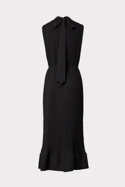MILLY Little Black Dresses-Melina Solid Pleated Dress