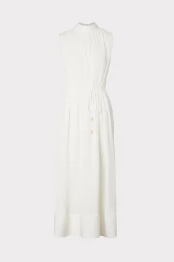 MILLY White Dresses-Melina Solid Pleated Dress
