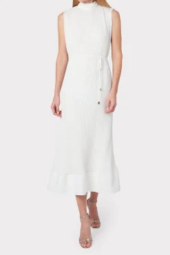 MILLY White Dresses-Melina Solid Pleated Dress