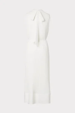 MILLY White Dresses-Melina Solid Pleated Dress