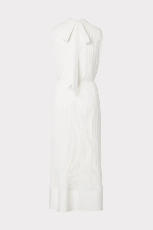 MILLY White Dresses-Melina Solid Pleated Dress