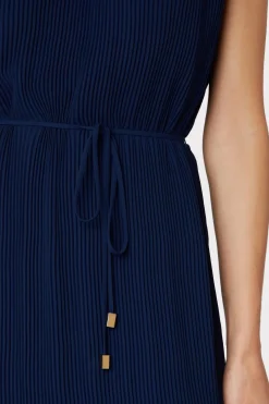MILLY Maxi Dresses-Melina Solid Pleated Dress