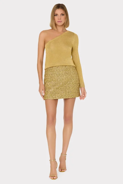 MILLY Sweaters & Knits-Metallic Knit One Shoulder Top