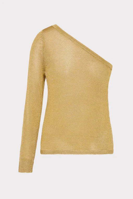 MILLY Sweaters & Knits-Metallic Knit One Shoulder Top