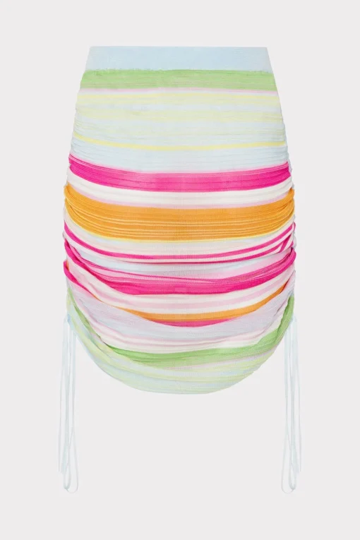 MILLY Jumpsuits & Rompers-Multi Stripe Ruched Skirt