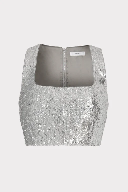 MILLY Tops-Nickie Sequins Crop Top
