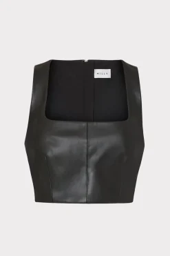MILLY Tops-Nickie Vegan Leather Crop Top