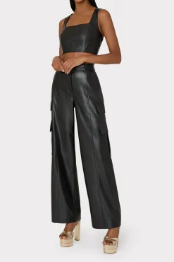 MILLY Tops-Nickie Vegan Leather Crop Top
