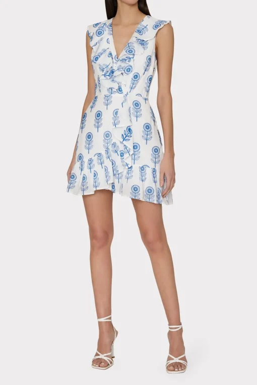 MILLY Mini Dresses-Novi Poppy Embroidery Wrap Dress
