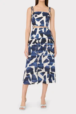 MILLY Jumpsuits & Rompers-Ocean Puzzle Viscose Linen Skirt