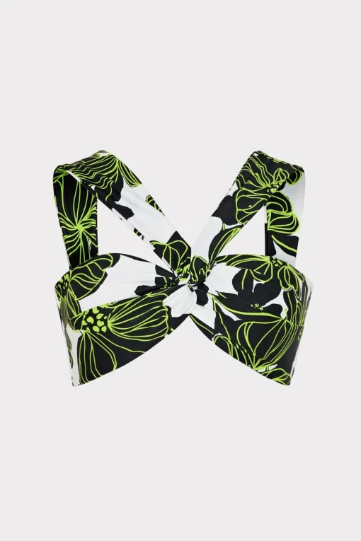 MILLY Bikinis-Olivia Sea Of Petals Draped Bandeau Top
