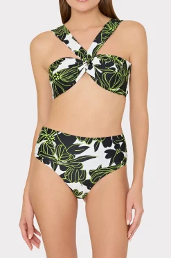 MILLY Bikinis-Olivia Sea Of Petals Draped Bandeau Top