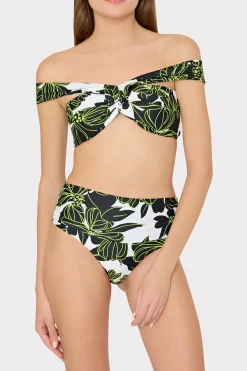 MILLY Bikinis-Olivia Sea Of Petals Draped Bandeau Top
