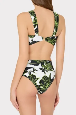 MILLY Bikinis-Olivia Sea Of Petals Draped Bandeau Top