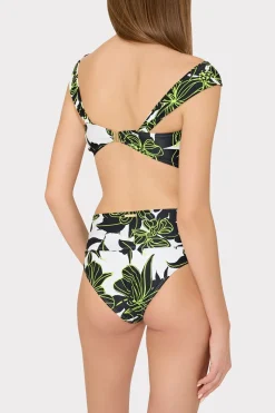 MILLY Bikinis-Olivia Sea Of Petals Draped Bandeau Top