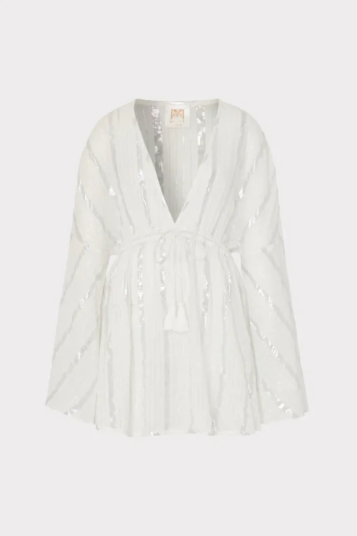 MILLY Cover-Ups-Olympia Lurex Stripe Coverup Dress