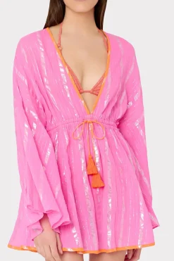 MILLY Jumpsuits & Rompers-Olympia Lurex Stripe Coverup Dress