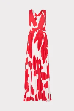MILLY Maxi Dresses-Oria Grand Foliage Pleated Dress