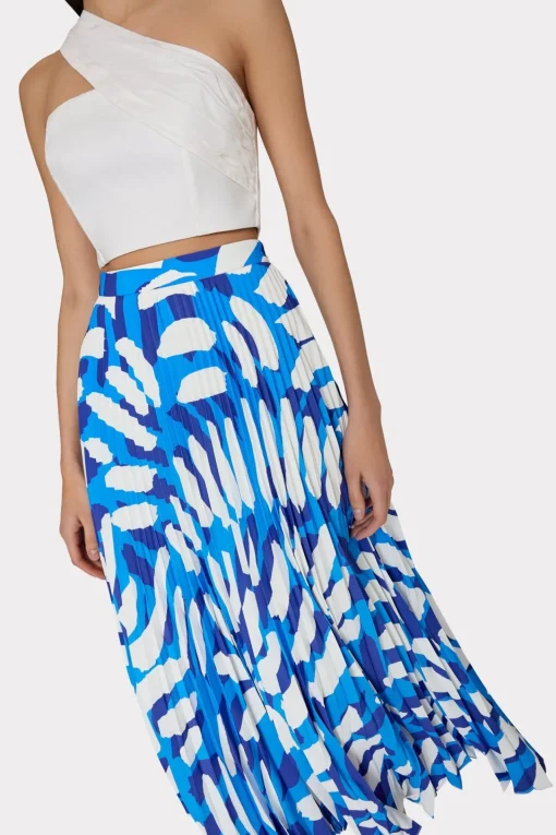 MILLY Jumpsuits & Rompers-Otha Brushstroke Pleated Skirt