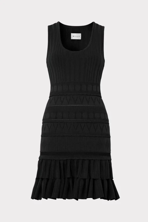 MILLY Knit Dresses-Pepper Knit Ruffle Mini Dress