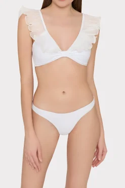 MILLY Jumpsuits & Rompers-Pleated Organza Bikini Top