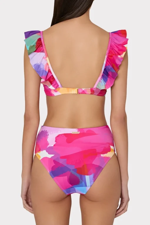 MILLY Jumpsuits & Rompers-Rainbow Waterfall Ruffle Bikini Top