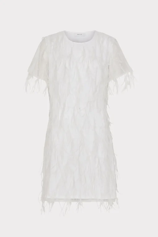 MILLY White Dresses-Rana Feather Dress