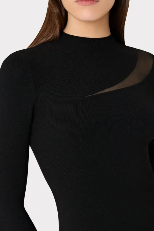 MILLY Knit Dresses-Ren Sheer Cut Out Mini Dress