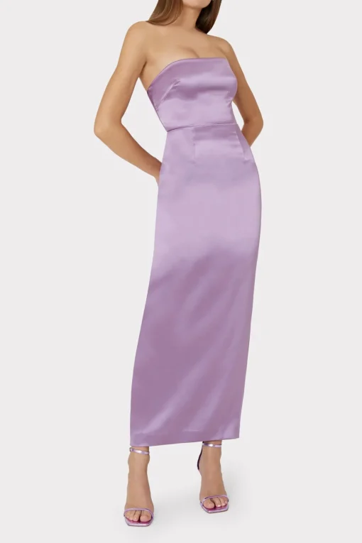 MILLY Maxi Dresses-Riva Hammered Satin Gown